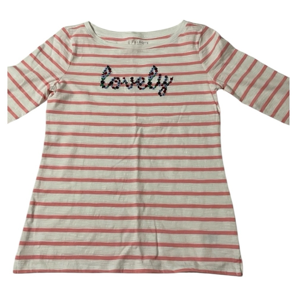 3/$18 Talbot Top Women’s XS Petite Pink & White Stripe 3/4 Sleeves Lovely